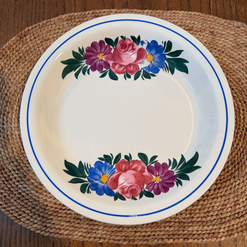Kitchen Kraft Oven Serve USA Floral Round Serving Bowl Casserole Dish 10"
